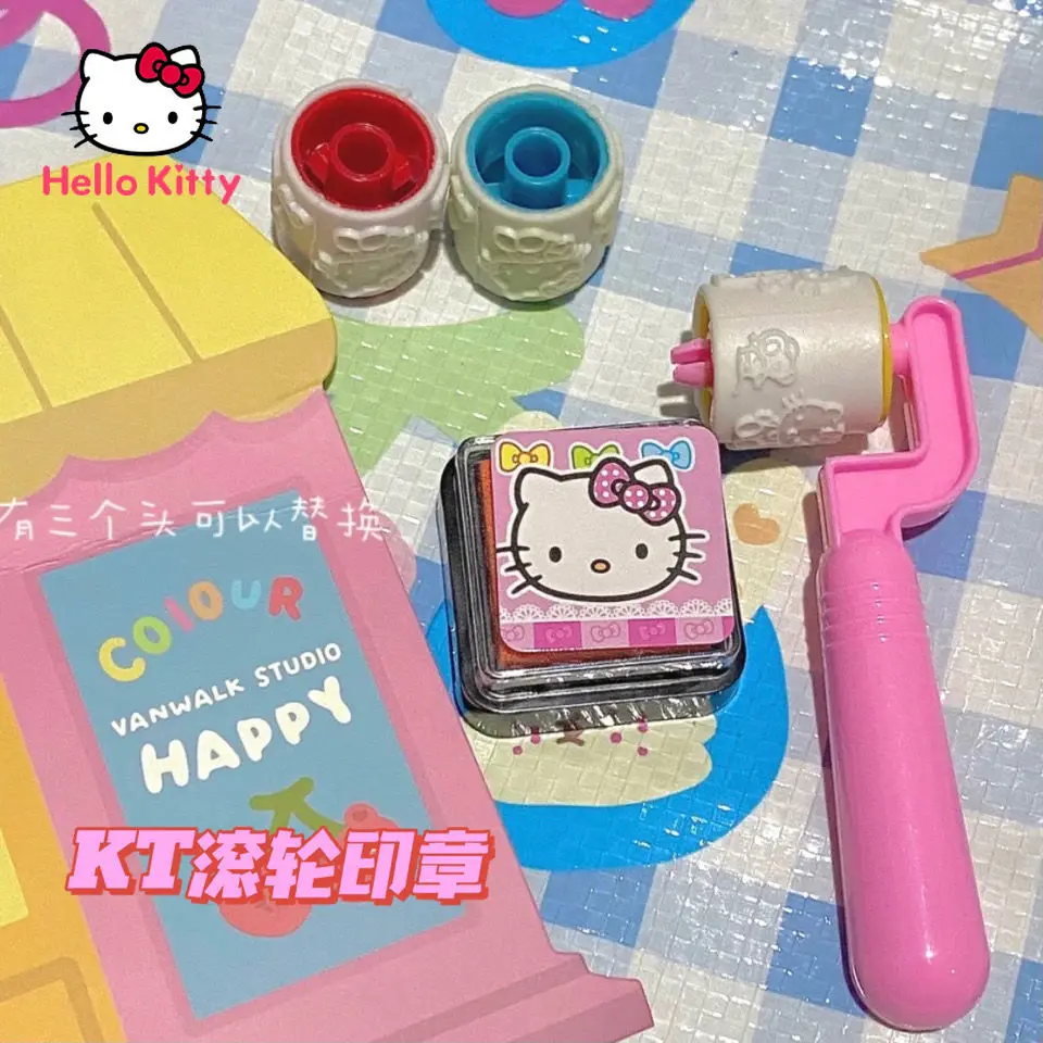 

hello kitty cute cartoon seal comes with ink pad model roller seal