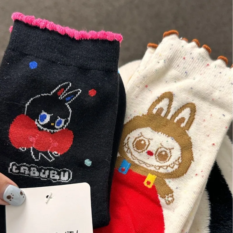 Labubus носки для взрослых и детей женские чулки в стиле аниме зимние теплые
