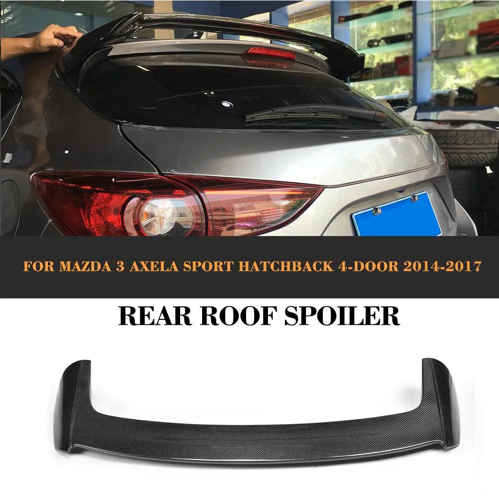 

Car Styling Carbon Fiber Car Rear Trunk Spoiler Wing For Mazda 3 Axela Sport Hatchback 4-Door 2014-2017