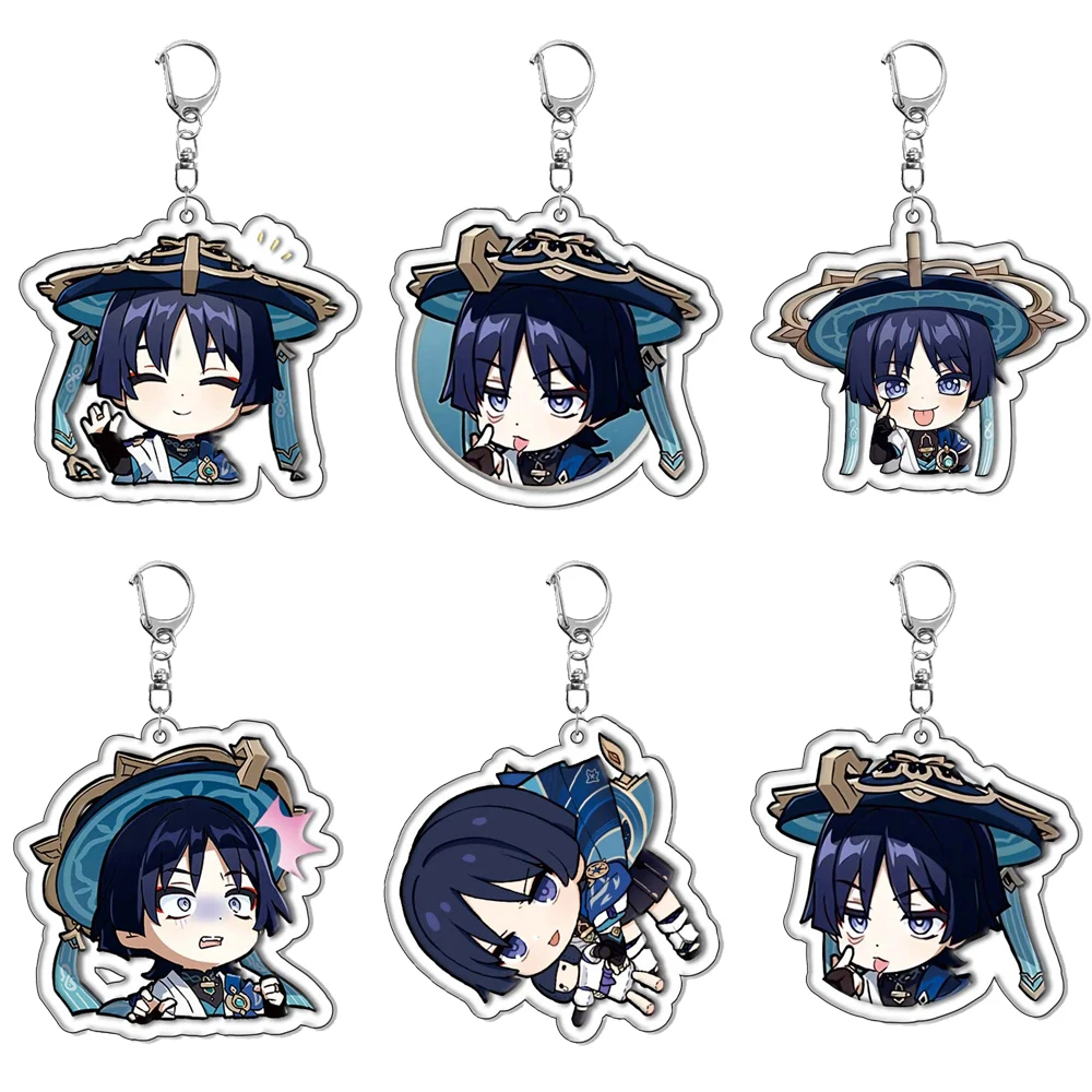 

Game Genshin Impact Keychain Figures Kunikuzushi Balladeer Scaramouche Arlecchino Pendant Keyring Bag Accessories Badge Fan Gift