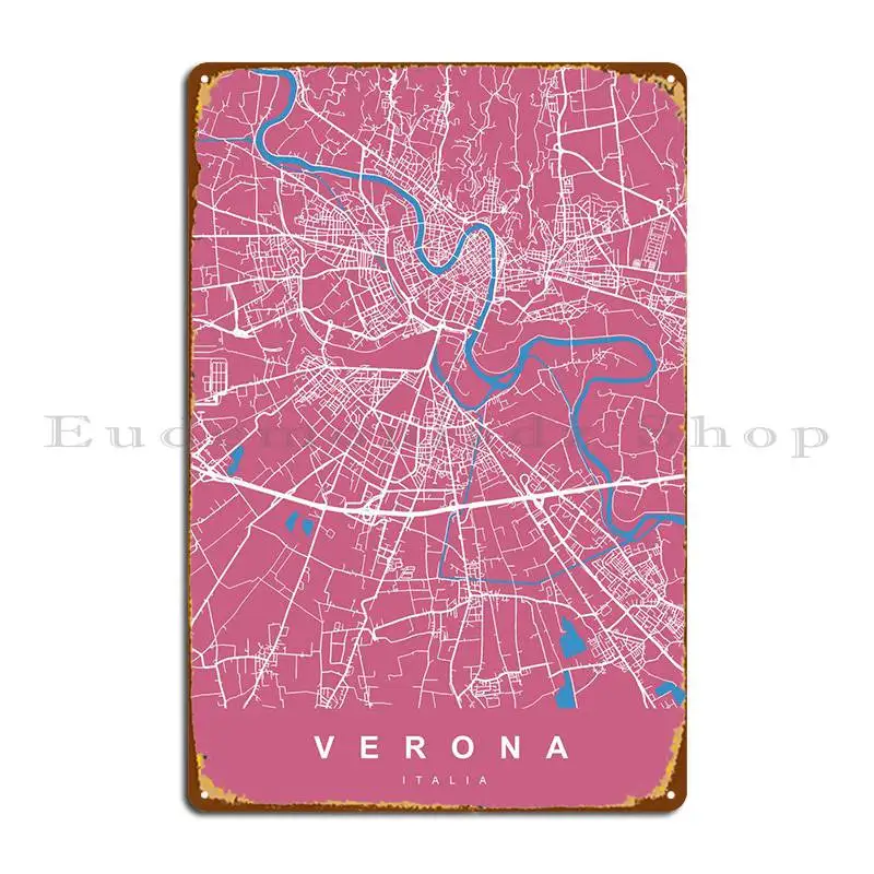 

Карта Вероны, Италия, металлическая фотокартина, винтажная Персонализированная настенная пещера, жестяной плакат