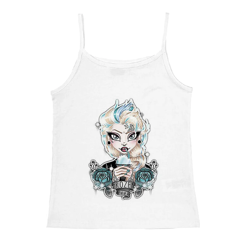 Disney Princess Y2k Print Tank Top New Women's Punk Crop Vintage Cool Girl Gothic Sexy Corset Grunge Suspenders Emo