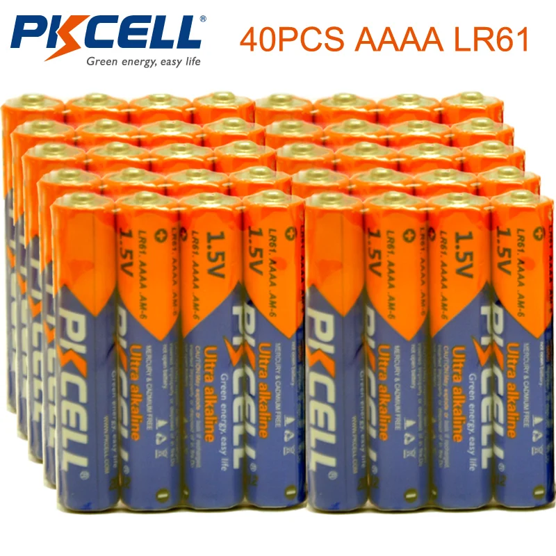 

40PCS PKCELL 1.5V Battery AAAA LR61 AM6 Alkaline Battery E96 Dry&Primary Battery Batteries for stylus pen remote control etc