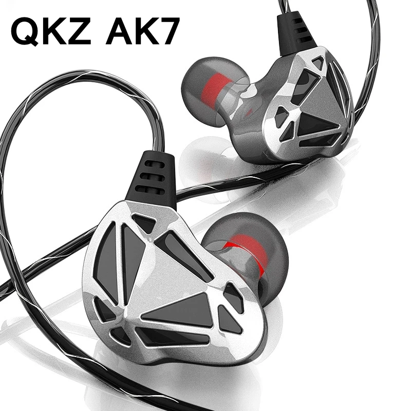 

QKZ AK7 3.5mm Wired Headphones Musician HiFi Earphone Dual Drive Bass Stereo Headset Games Sports Earphones with Microphone