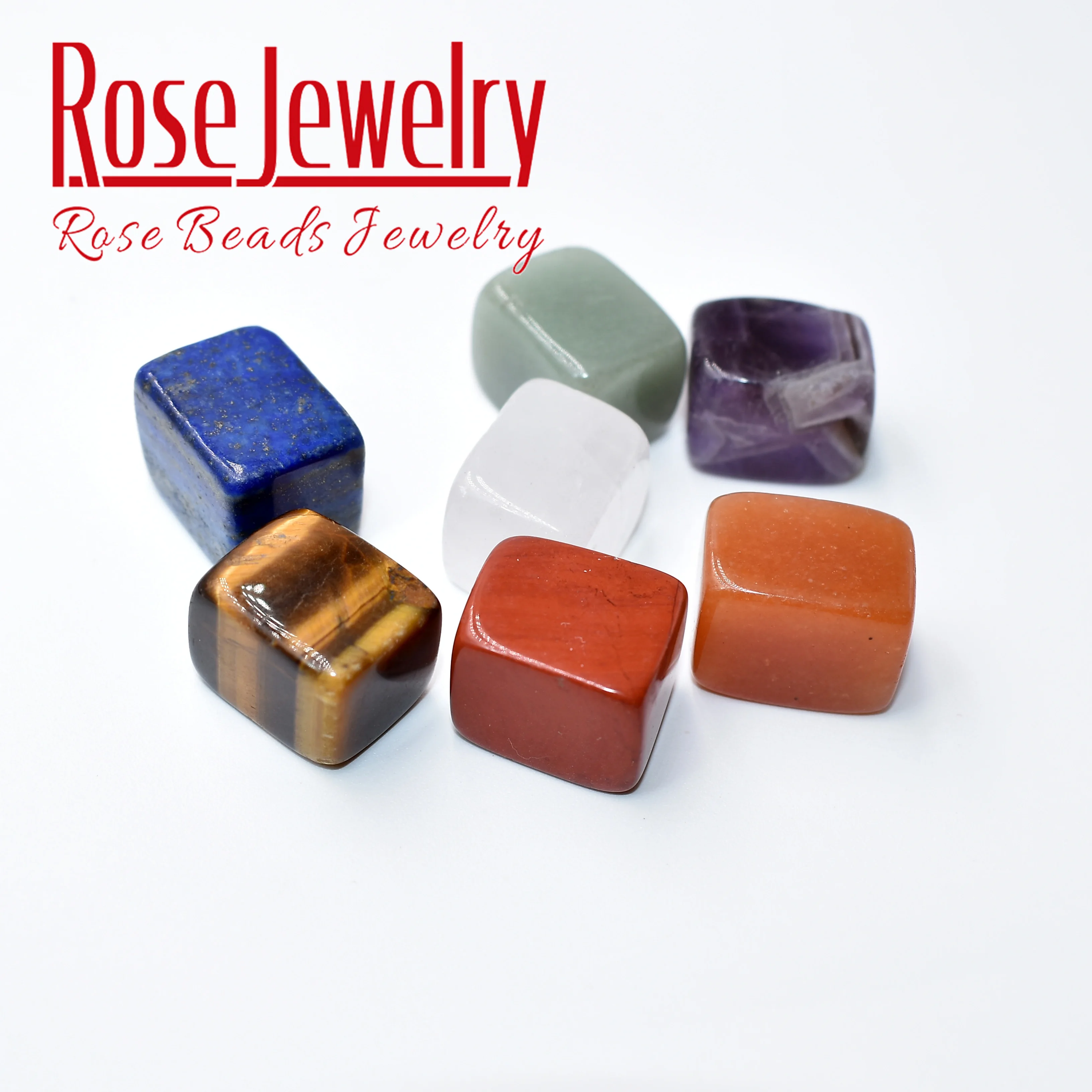 Natural lapis lazuli Amethyst Tiger Eye Crystal Stone Beads Square Chakra Tumbled Stone Healing Crystal Rock Mineral Beads 7Pcs