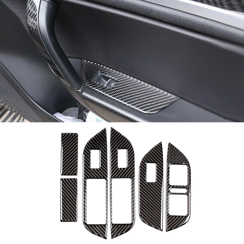 

For VW Touareg 2011 2012 2013 2014 2015 2016 2017 2018 Carbon Fiber Car Interior Window Panel Switch Button Frame Cover Trim