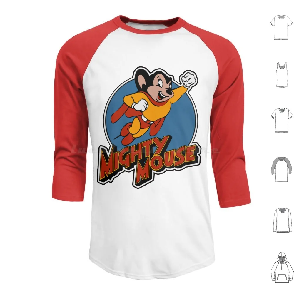 

Here He Comes To Save The Day! Classic Hoodies Long Sleeve Mighty Mouse Mouse Classic Cartoon Saturday Bros Fox Animal