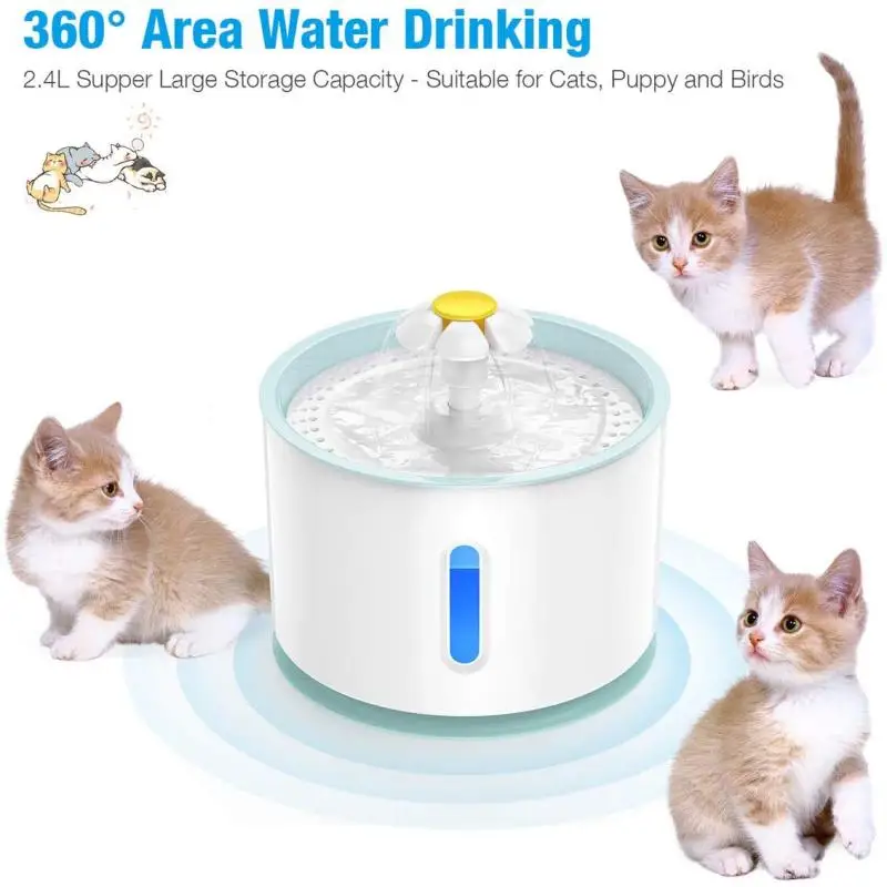 

Automatic Pet Cat Water Fountain With Led Lighting 2.4L Dogs Cat Rabbit Mute Drinker Dispenser Bowl Pet Supplies Drinking Feeder