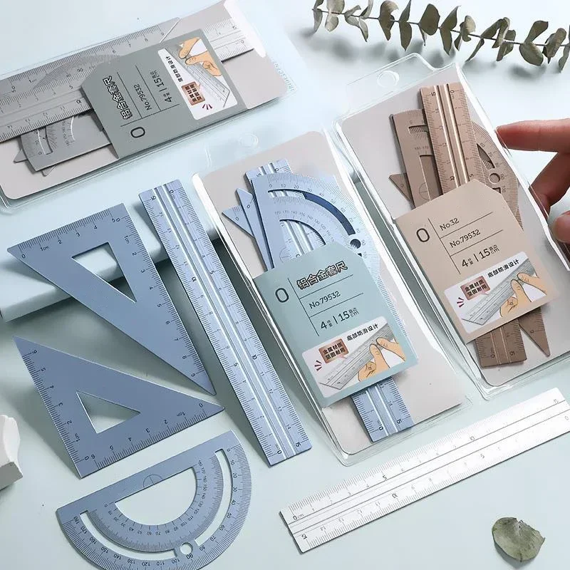 Треугольный транспортир 4 шт. прямые линейки измерительные инструменты