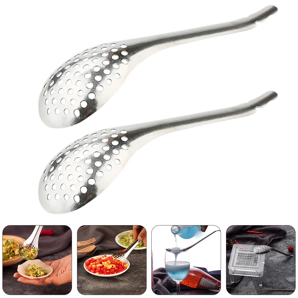 

2 Pcs Julep Strainer Caviar Spoon Demitasse Spoons Filter Spoon Stainless Strainer Slotted Bar Spoon Ladle Caviar Colander