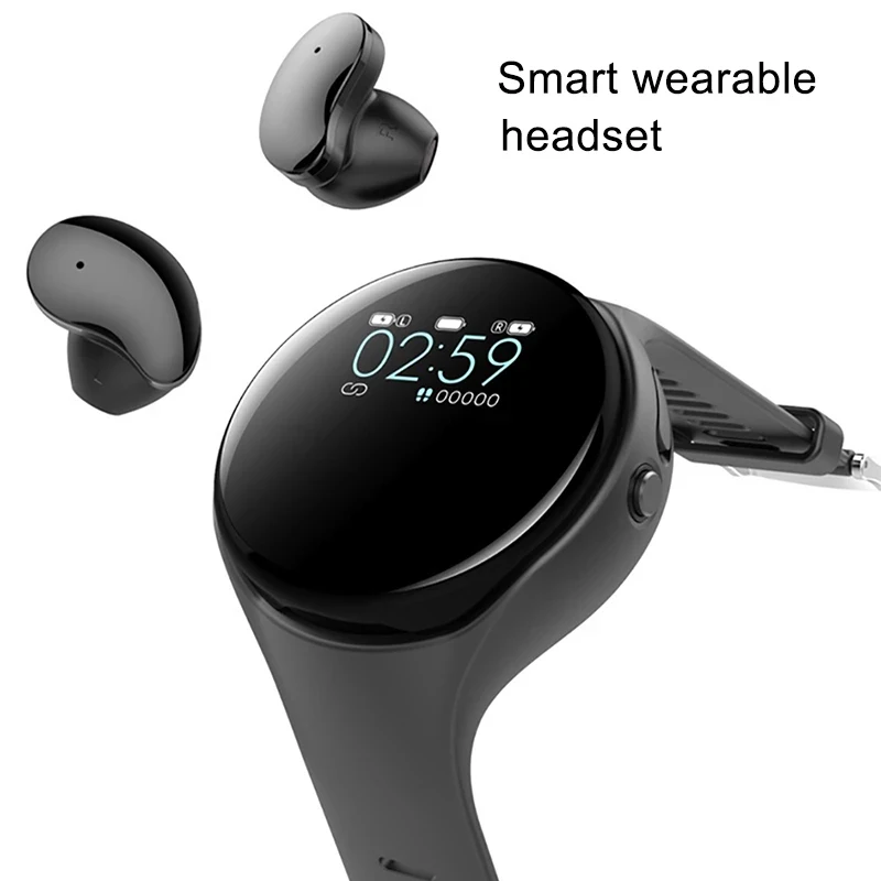 

2 in 1 Wireless Earphones Wrist Watch TWS Bluetooth-compatible Headset Music Headphone Waterproof Color Screen For Ios Android