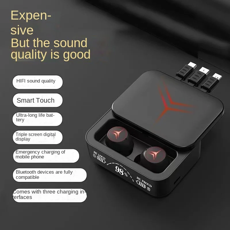 2023 New M88plus TWS Bluetooth 5.2 Sports Headphones HIFI Noise Cancelling Headphones Game with Power Bank for All Mobile Phones