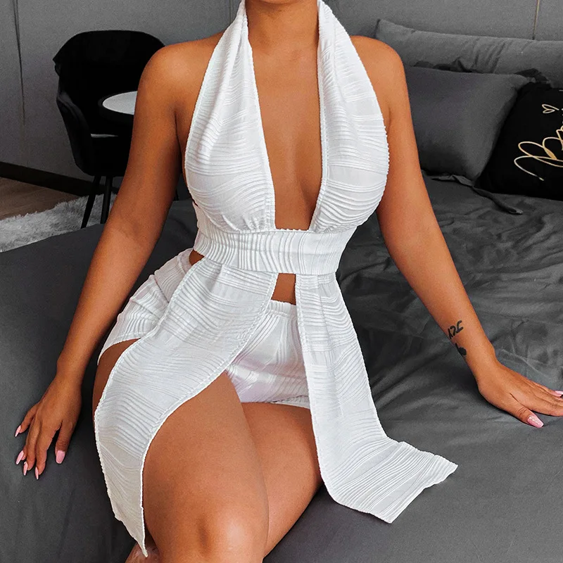 

Женский костюм из двух предметов, летний модный костюм с V-образным вырезом и шортами, 2022