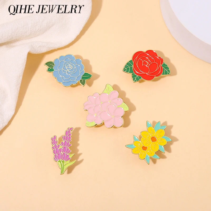 

Flowers Enamel Pins Plant Purple Cirrus China Rose Brooches Badges Accessories Trending Jewelry Free Shipping Gift for Friends