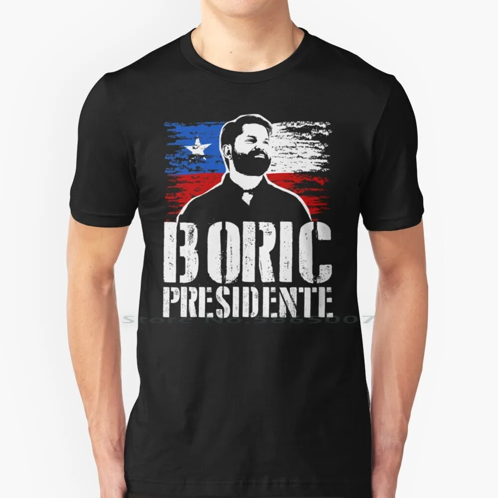 Boric Presidente Chile T Shirt 100% Cotton Presidente Chilean Politics Left Communism Gabriel Boric Big Size 6xl Tee Gift