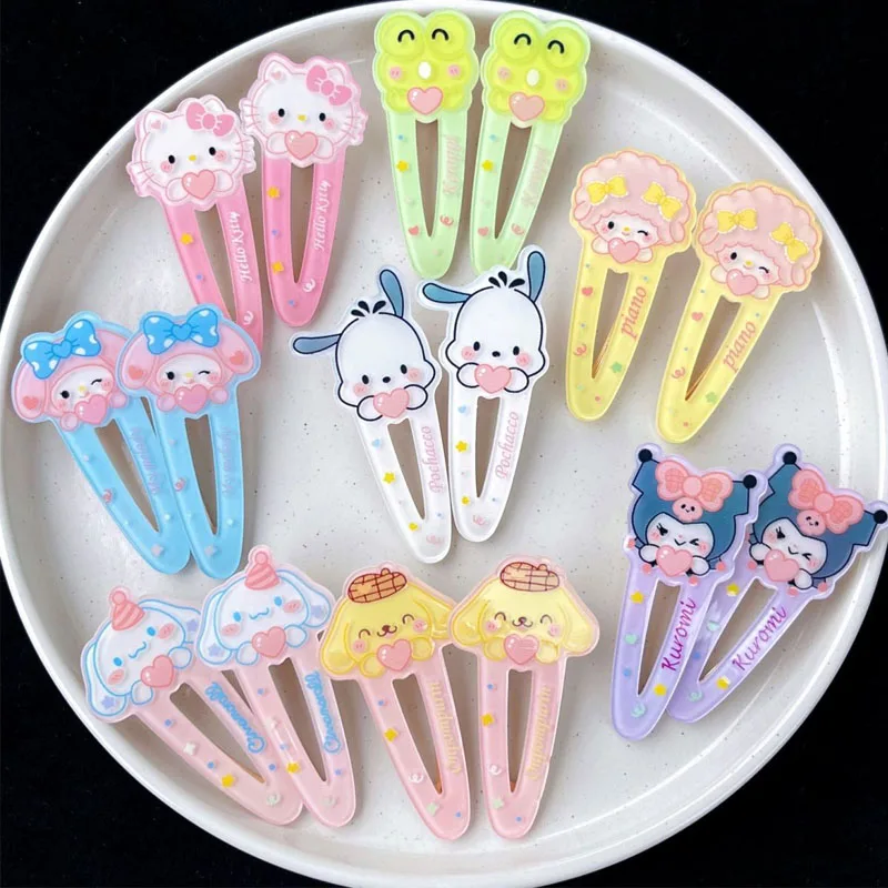 

Cartoon Kawaii Sanrioe Kuromi Hello kitty Duckbill Clip Hair Card Sweet Girl Heart Summer Student Bangs Hair Accessories
