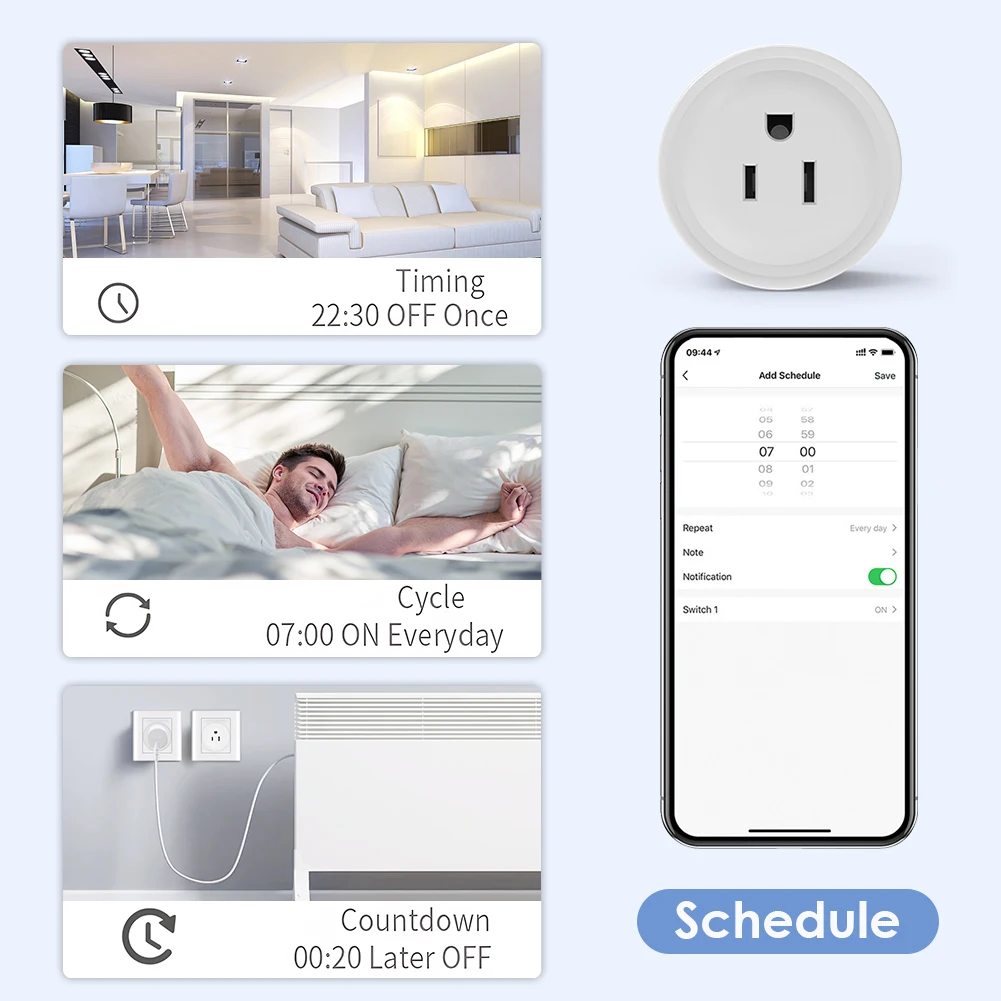 Tuya WiFi умная вилка 10A/16A/20A US домашняя розетка для синхронизации жизнь управление