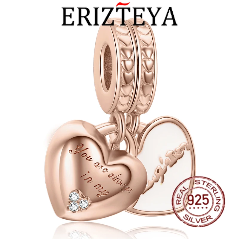 

Erizteya подлинное Стерлинговое серебро розовое золото и Серебряное сердце надпись Шарм подходит для женщин браслет Изящные ювелирные изделия...