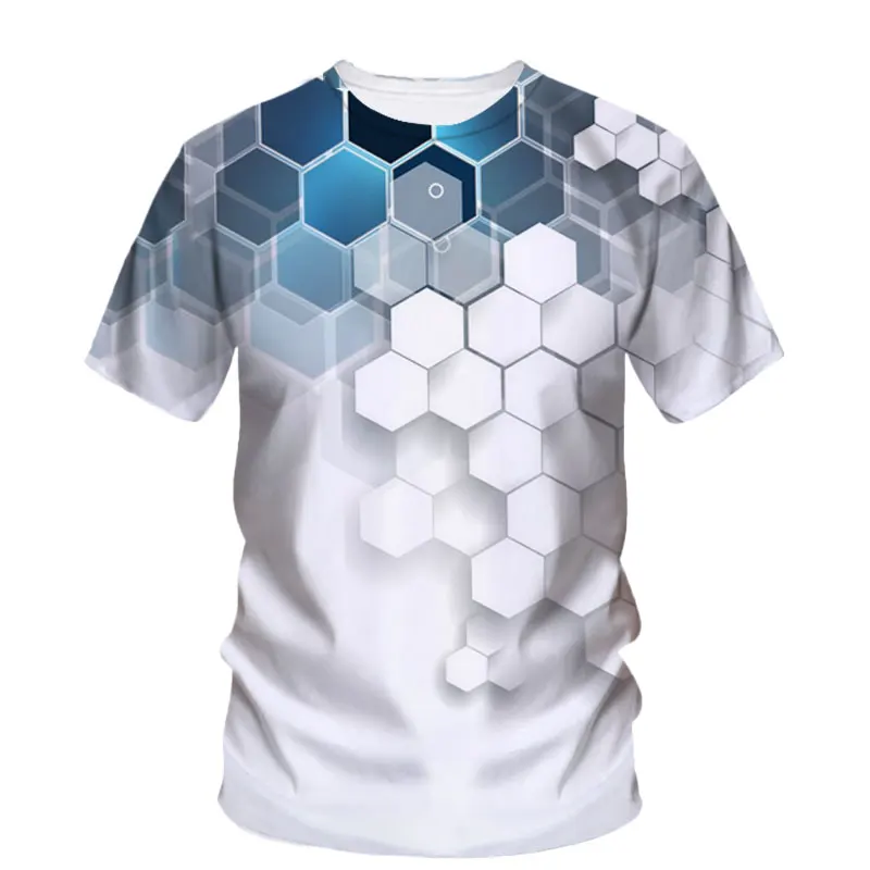 

Men'S T-Shirt 3d Personality Simple Style Printed Tees Summer Street Trend Creative Fashion Short-Sleeved O-neck All Loose Tops