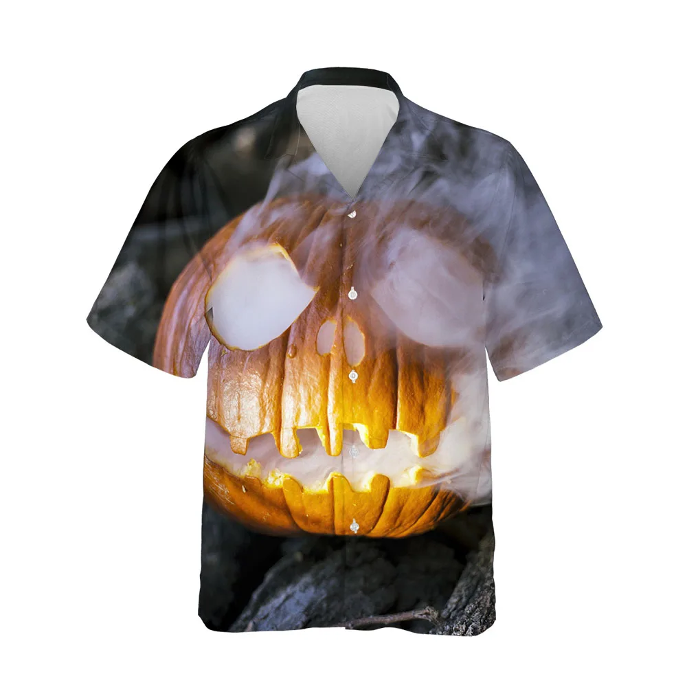 Jumeast 3D Halloween Festival Clothing Blouses Fashion Oversized Mens Hawaiian Shirt Short Sleeve Streetwear Casual Men Shirt