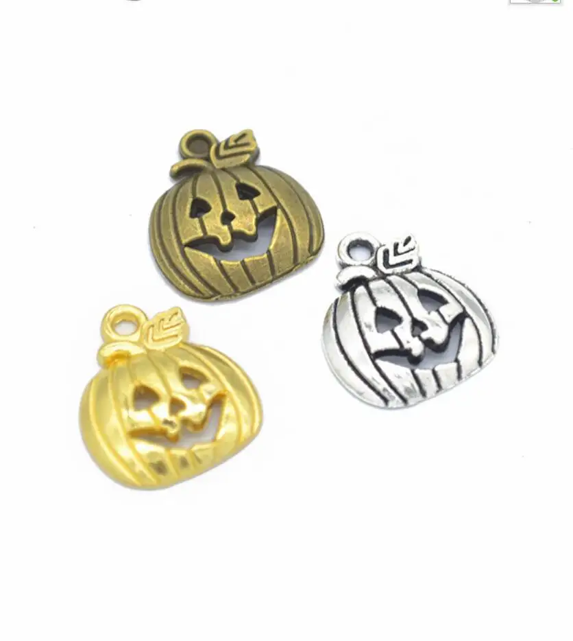 

70pcs Charms Pumpkin Jack Lantern Halloween 18*16mm Tibetan Bronze Silver Color Pendants Antique Making DIY Handmade Craft F0525