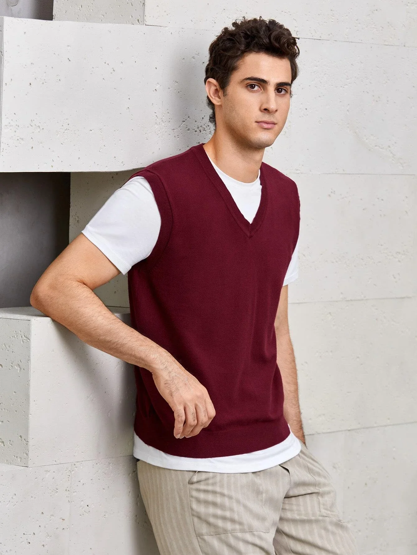 

New in BASICS Men Solid Sweater Vest Without Tee trapstar y2k hoodies jacket sweater jeans cheap items with free shipping