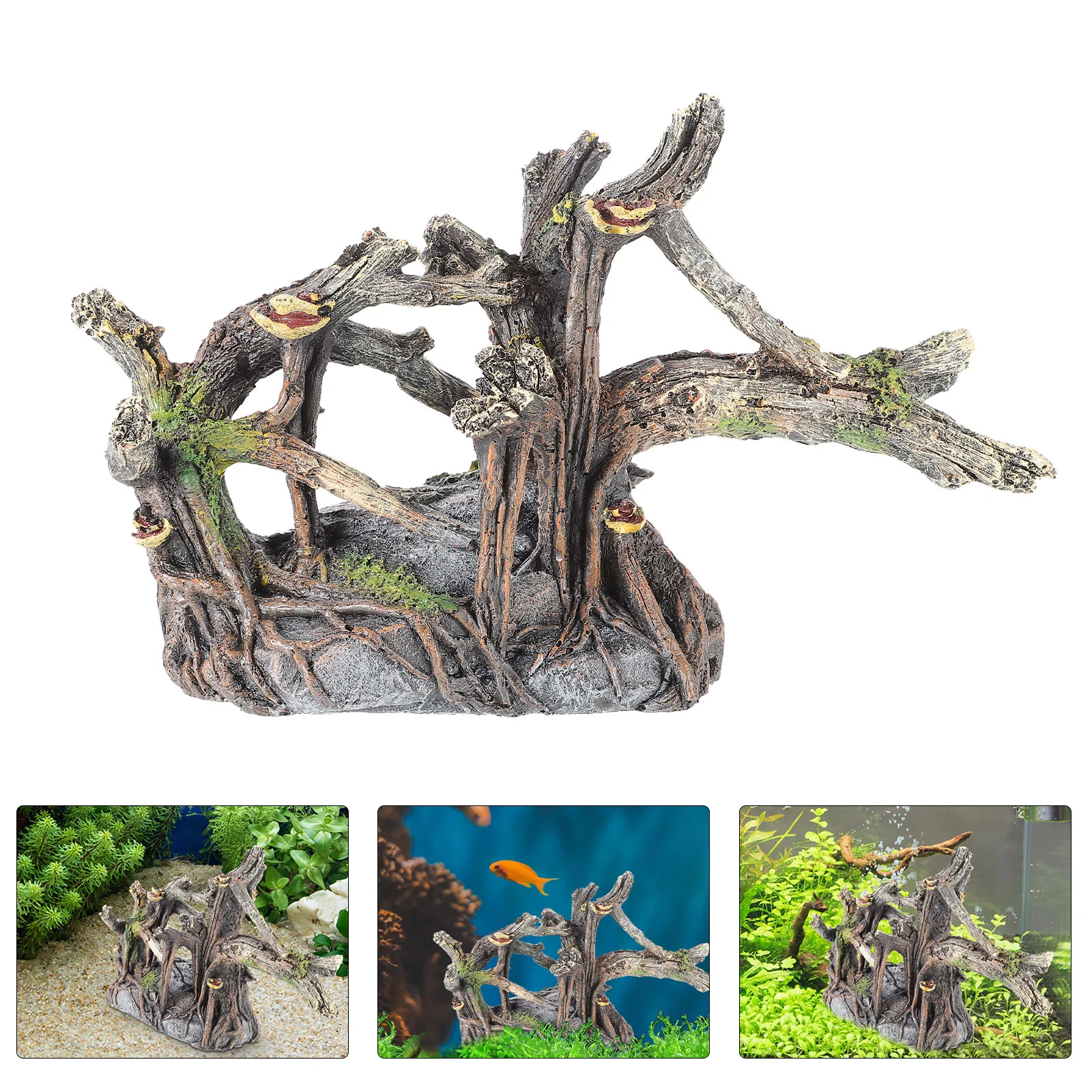 

Fish Tank Aquarium Resin Decor Tree Decoration Root Driftwood Hideout Ornament Cave Betta Wood Shrub Artificial Log Landscape