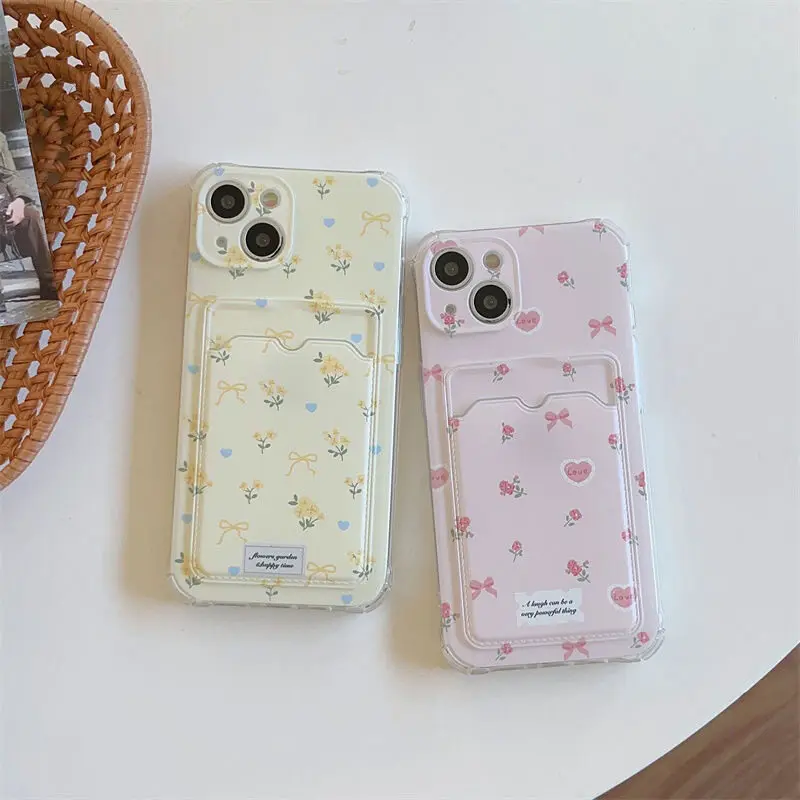Корейский чехол-держатель для карт с цветочным принтом Samsung Galay A55 A54 A14 A24 A34 A15 A25 S24