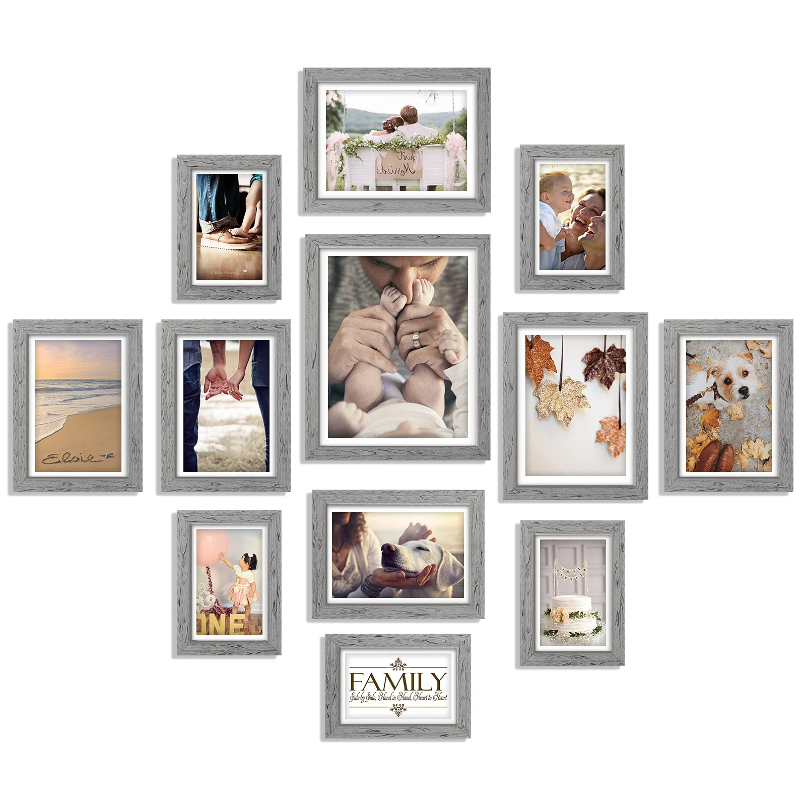 

12pcs Hanging Picture Wall Set Photo Frames Photo Collage Frame Picture Frames for Office Classroom Cafe Home