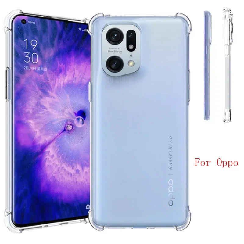 

For OPPO Find X6 X5 X3 Pro Clear TPU Case For Oppo A5 A7 A9X A11X A83 A52 A32 A92S A72 A95 A96 A93 A97 A55 A56 Anti-shock Cover