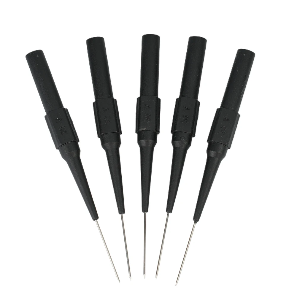 

5pcs Insulation Piercing Needle Non-destructive Multimeter Test Probes Micro Pin Red/Black 30V-60V For 4mm Banana Plug