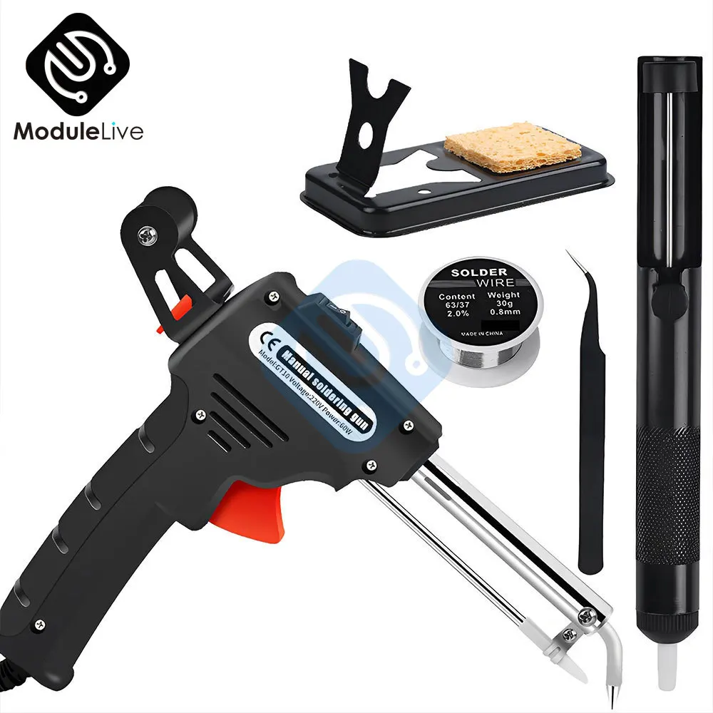 

Автоматический Электрический паяльник 110 В/220 В 60 Вт вилка стандарта США/ЕС ручной внутренний нагрев Автоматическая отправка оловянный пистолет сварочные ремонтные инструменты