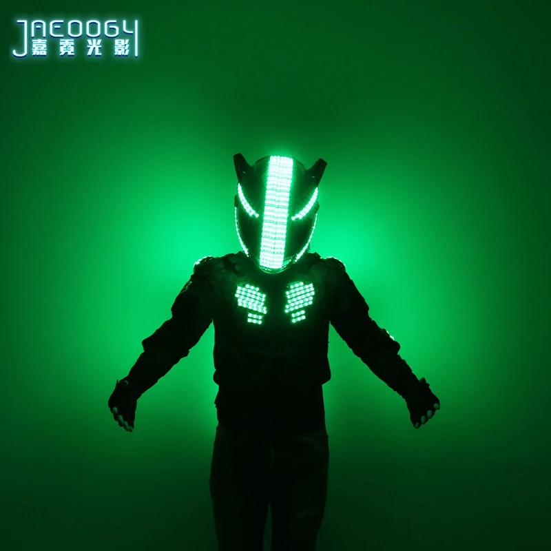 Светодиодная Броня Флуоресцентная куртка одежда панк-рок-огни шлем Рождество