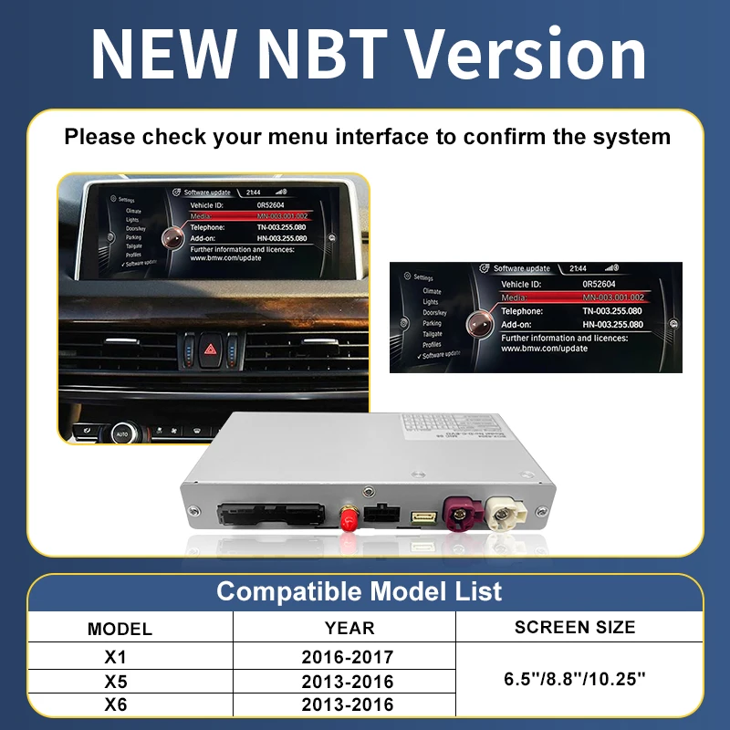 

Беспроводной CarPlay для BMW X5 F15 X6 F16 X1 F48 NBT/EVO система 2014-2020, с Android Mirror Link AirPlay Autolink Navi функции