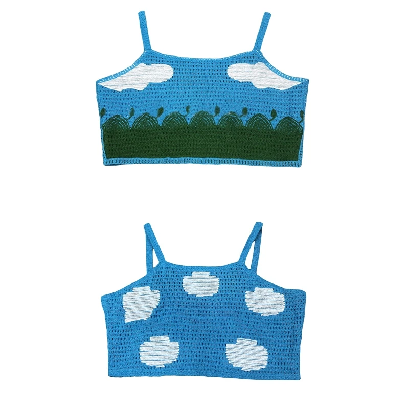 

All-match Crocheted Crop Tops for Women Summer Sleeveless Tank Top Beachwear Ins L21E