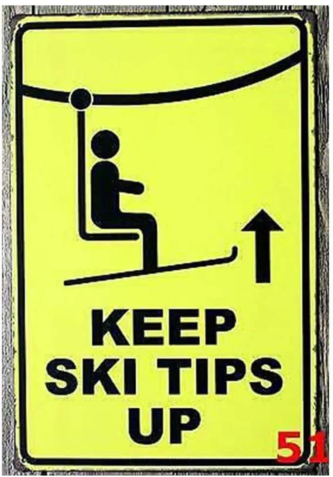 

New Metal Tin Sign Warning Keep Ski Tips Up Outdoor Yard Street Garage Signs & Home Bar Club Wall Decor Signs 12x8inch