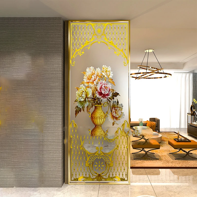 

Простой и современный двухсторонний резной стеклянный настенный экран для дома
