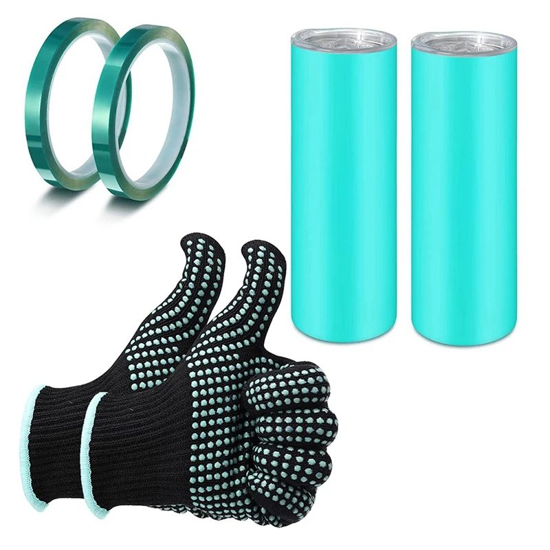 

3X Sublimation Tumblers Silicone Bands Sleeve Kit, Including 6 Silicone Mug Wrap 6 Heat Press Tapes And Heat Gloves