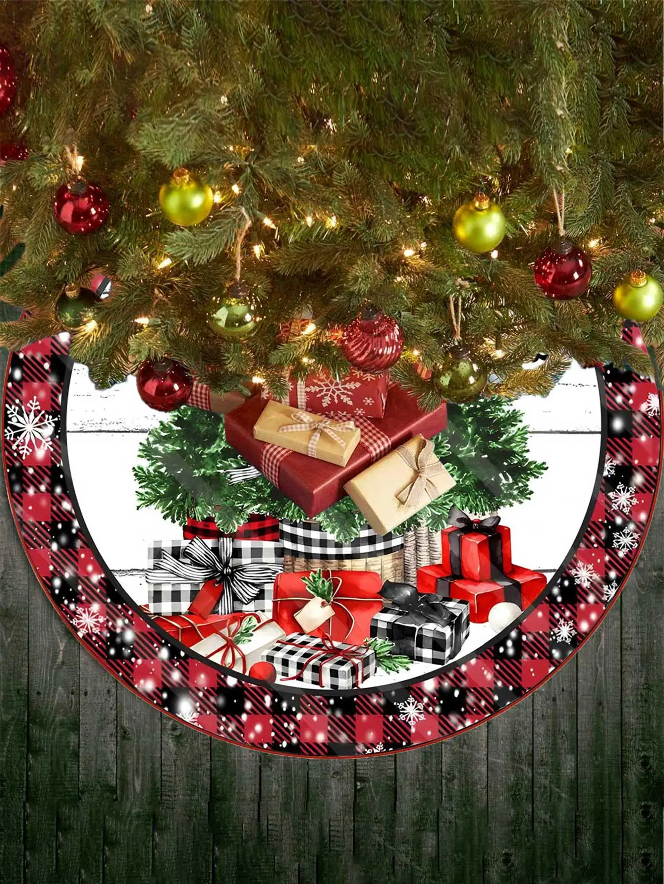 Юбка Для Рождественской Елки 36/48/60 Дюймов Красный Тканевый Стиль Фермерского