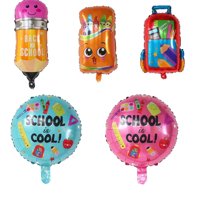 Crayon Box Pencil Foil Balloons Schoolbag Graduation Helium Balloon Learning Birthday Party Decor Start Back School Globos