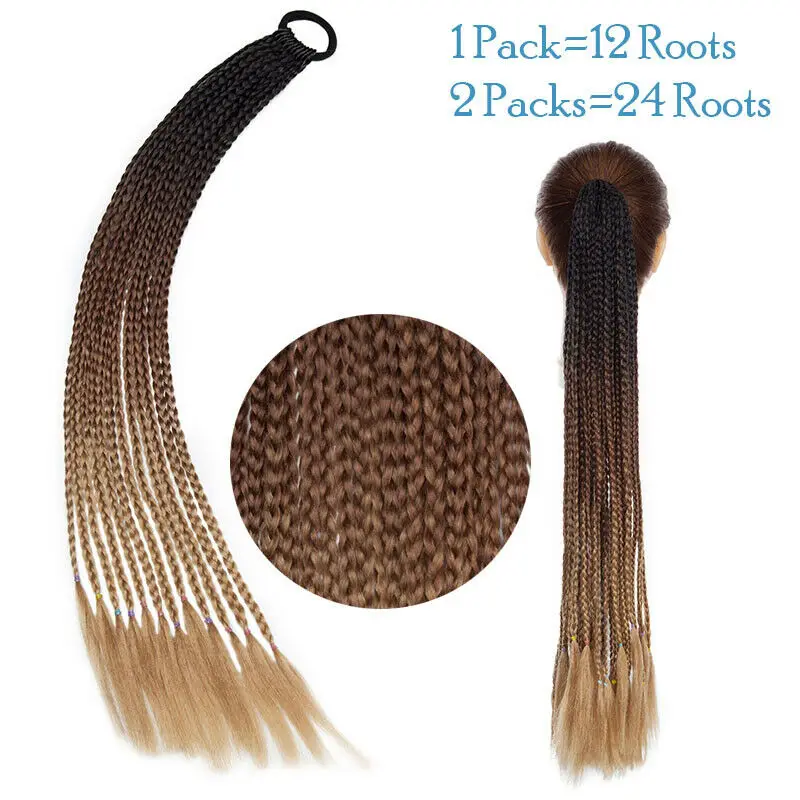 

Synthetic Braiding Ponytail Hairpiece With Rubber Band Hair Ring Braided Chignon Hair 24" Ponytail Hair Silky