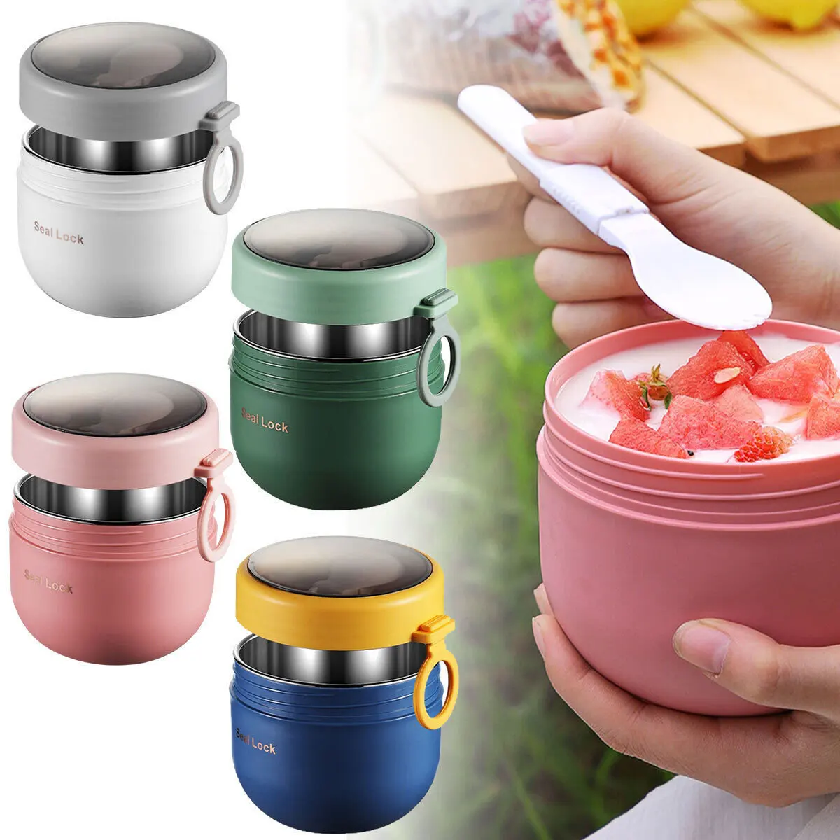 

600ML Bento Box Stainless Steel Containers for Food Hot Food Flask Soup Storage Vacuum Thermal Jar Kids Lunch Box