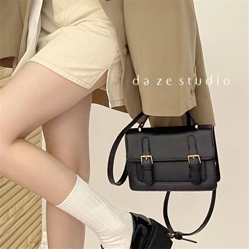 

Crossbody Bag for Women PU Leather Solid Color Flap Small Square Bag 2023 New Luxury Vintage Female Shoulder Messenger Bag