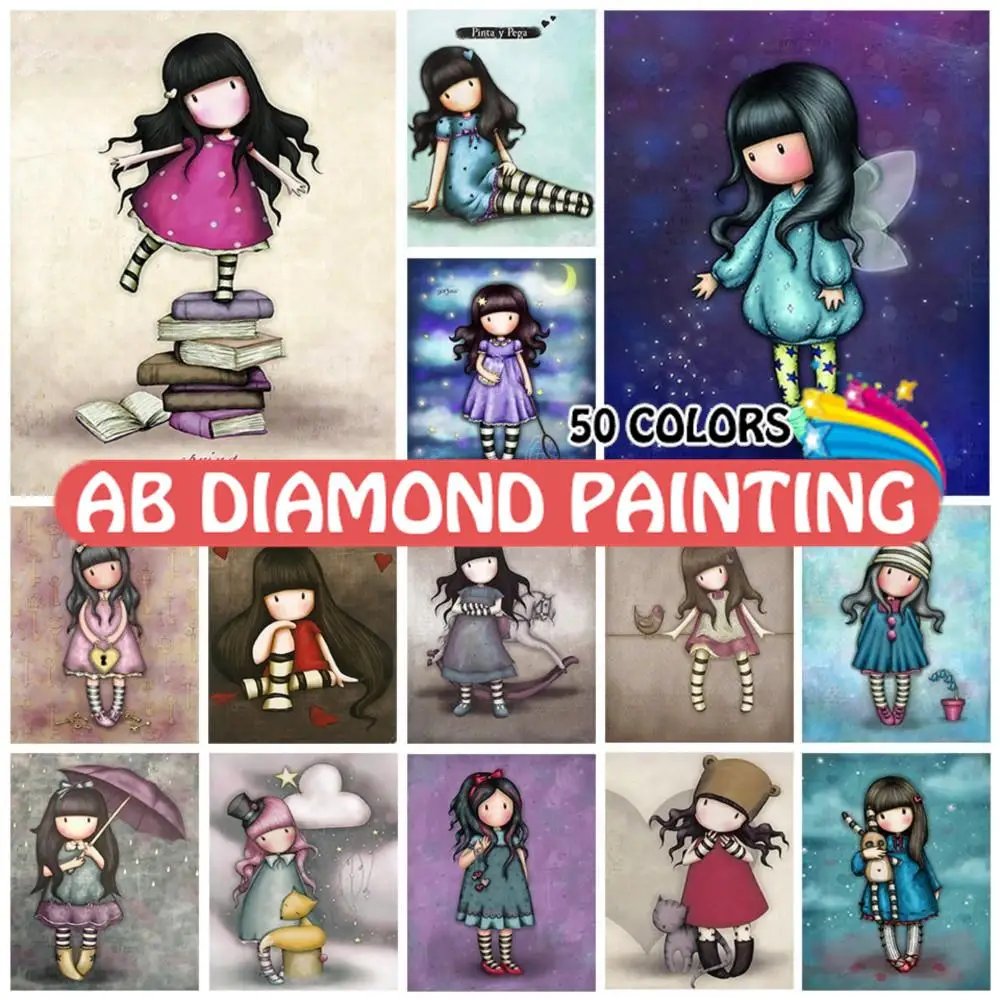 

Diamond Painting Cartoon Girl Moon 5D DIY Doll Wings AB Square Round Drill Cross Stitch Mosaic Embroidery Picture Home Decor