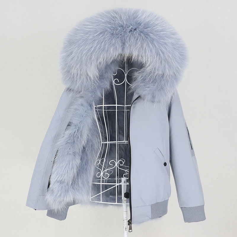 

OFTBUY 2023 New Waterproof Bomber Parka Winter Jacket Women Real Fox Fur Coat Natural Fox Raccoon Fur Collar Hood Removable Warm