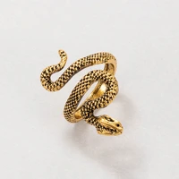 vintage snake ring set for women female gold black silver color adjustable open size finger punk goth jewelry