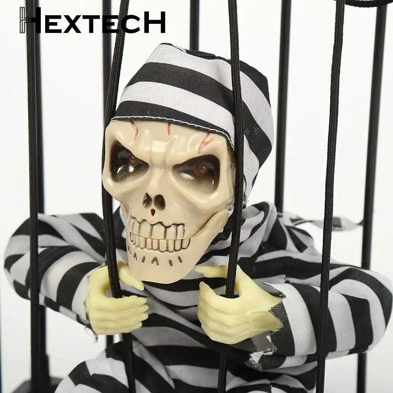 

Screaming Halloween Decorations Halloween Decor Prop Motion Sensor Hanging Skeleton Scary Skull Cage Prisoner Haunted Light