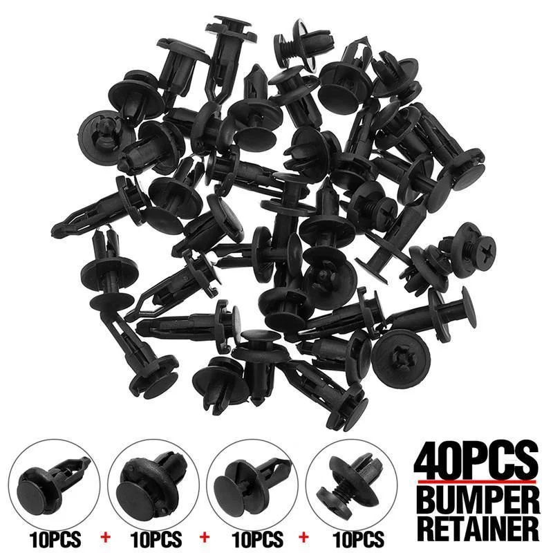 

40 Pcs Car Plastic Rivet Bumper Fender Retainer Fastener Clips Mud Flaps Push Clips Pin for Car Truck Bus Train Planes