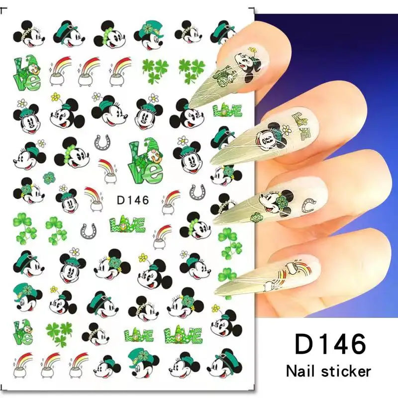 

New Mickey Nail Stickers 3D Disney Cartoon Animated Lion Nail Decoration The Cat Adhesive DlY Nails Art Accessories Nail Decals