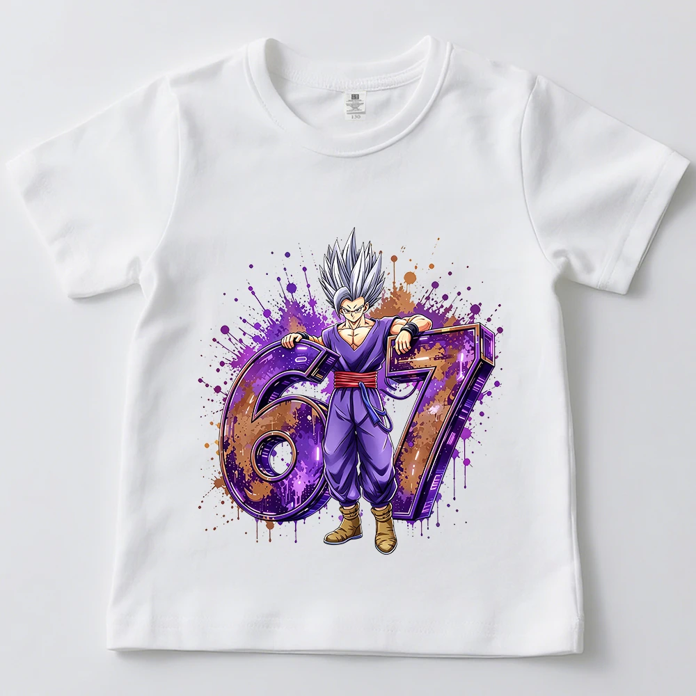 Фото Детская хлопковая футболка с принтом Dragon Ball Gohan 67, повседневный топ для детей и подростков, для мальчиков и девочек, на каждый день №1
